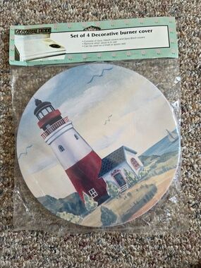 Lighthouse Decorative Burner Cover Set - Coastal Round Design